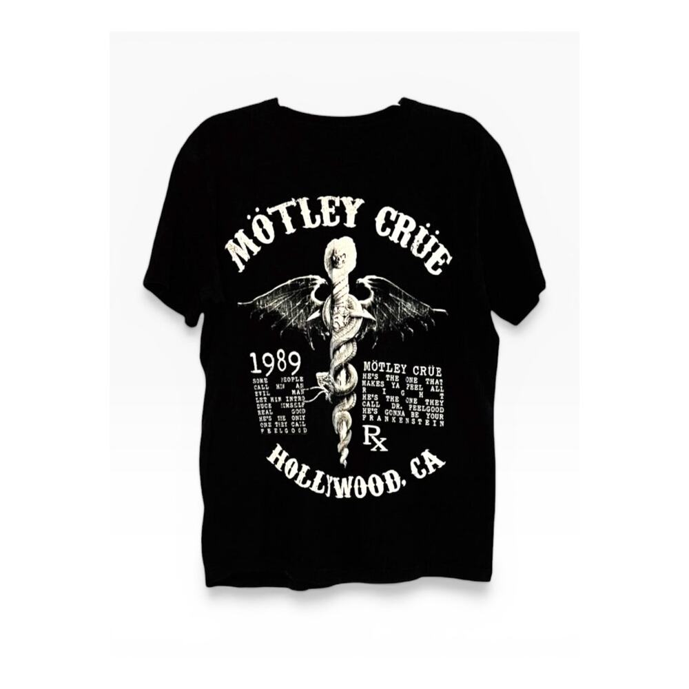 Mötley Crüe Hollywood CA 1989 Graphic Band Tee Black Size Large